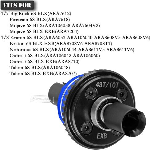 RC F/R Diff 43t &10t Input Gear Upgrades Part for 1/8 Kraton/Outcast/Talion 6S BLX EXB,Notorious 6S BLX,1/7 Mojave 6S BLX EXB,BigRock/Fireteam 6S BLX,Replace ARA310990 ARA310979,Pink in Saudi Arabia