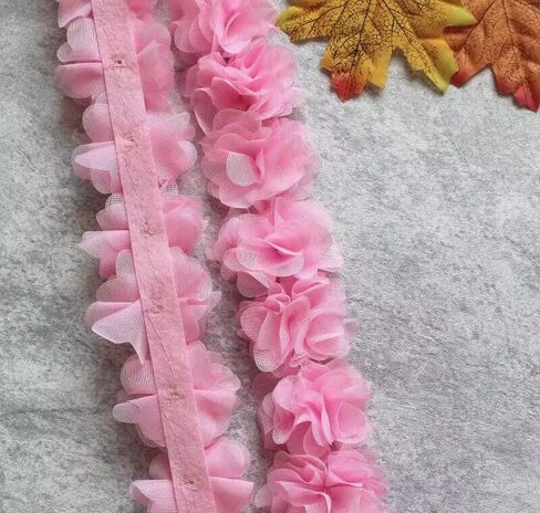 Yycraft 2 "شيفون زهرة الدانتيل الشريط تقليم لخياطة زين الزفاف الزفاف الزفاف DIY ديكور (4.5 ياردة ، بورغوندي) in Kuwait