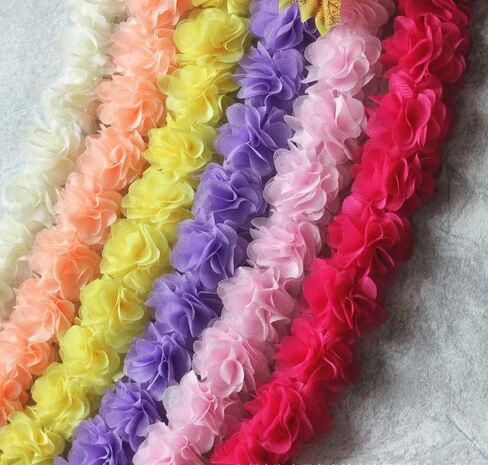 Yycraft 2 "شيفون زهرة الدانتيل الشريط تقليم لخياطة زين الزفاف الزفاف الزفاف DIY ديكور (4.5 ياردة ، بورغوندي) in Kuwait