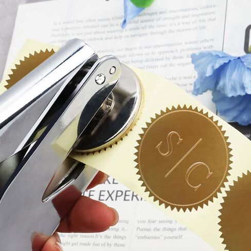 Book Embosser Stamp for Wedding, Diaries & Journals - Name Initial Design with Storage Box, Silver Embosser Tool for Book Lovers（AS） in Kuwait