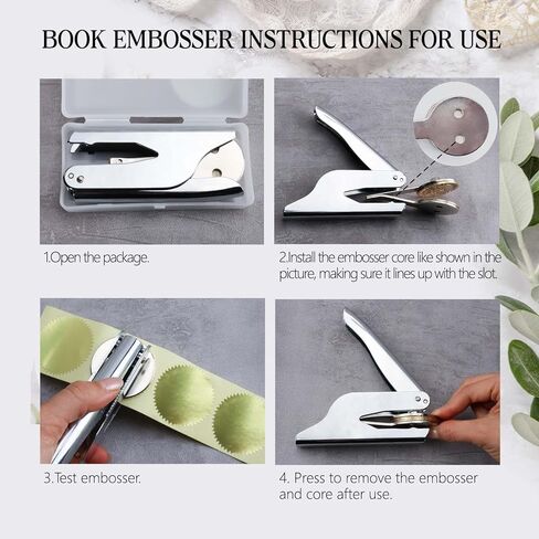 Book Embosser Stamp for Wedding, Diaries & Journals - Name Initial Design with Storage Box, Silver Embosser Tool for Book Lovers（AS） in Kuwait