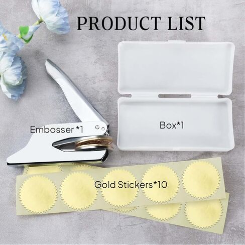 Book Embosser Stamp for Wedding, Diaries & Journals - Name Initial Design with Storage Box, Silver Embosser Tool for Book Lovers（AS） in Kuwait
