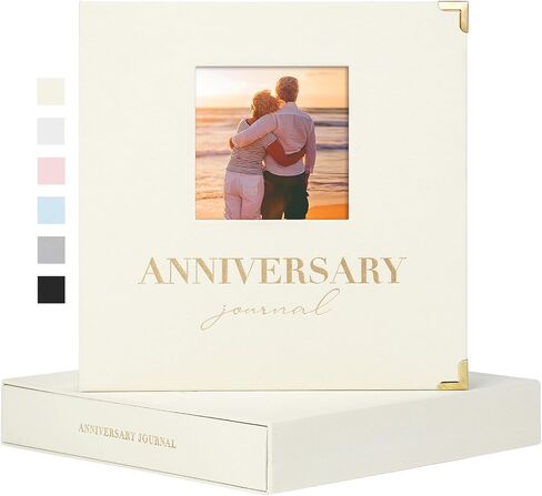 Wedding Anniversary Journal Book for Couples - Linen Memory Scrapbook Album for 1st to 70th Anniversaries Marriage Keepsake Notebook for Newlywed Marriage (White, 186 Pages) in Kuwait