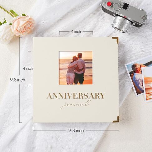 Wedding Anniversary Journal Book for Couples - Linen Memory Scrapbook Album for 1st to 70th Anniversaries Marriage Keepsake Notebook for Newlywed Marriage (White, 186 Pages) in Kuwait