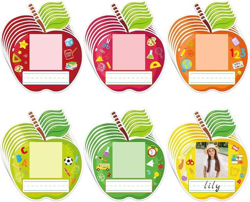 36 PCS لاصق الصور الفصول الدراسية العلامات للمكتب ، لوحات الأسماء اللاصقة ذاتية مع مساحة للصور لمكاتب الطلاب ، ملصقات مكتب لرياض الأطفال ما قبل المدرسة علامات الفصول الدراسية (Apple) in Saudi Arabia
