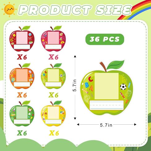 36 PCS لاصق الصور الفصول الدراسية العلامات للمكتب ، لوحات الأسماء اللاصقة ذاتية مع مساحة للصور لمكاتب الطلاب ، ملصقات مكتب لرياض الأطفال ما قبل المدرسة علامات الفصول الدراسية (Apple) in Saudi Arabia