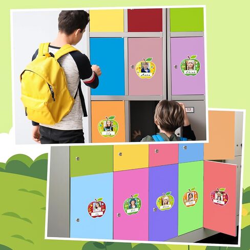 36 PCS لاصق الصور الفصول الدراسية العلامات للمكتب ، لوحات الأسماء اللاصقة ذاتية مع مساحة للصور لمكاتب الطلاب ، ملصقات مكتب لرياض الأطفال ما قبل المدرسة علامات الفصول الدراسية (Apple) in Saudi Arabia