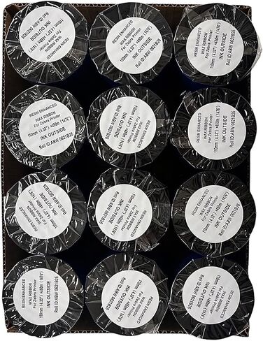 Thermal Transfer Printer Ribbon Roll – Bulk Black Standard Resin-Enhanced Wax Ribbons (4.33" x 1181'/110mm x 360m) – Compatible with Datamax Printers & More (24 Rolls) in Saudi Arabia