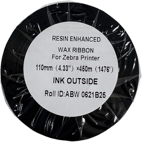 Thermal Transfer Printer Ribbon Roll – Bulk Black Standard Resin-Enhanced Wax Ribbons (4.33" x 1181'/110mm x 360m) – Compatible with Datamax Printers & More (24 Rolls) in Saudi Arabia