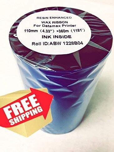 Thermal Transfer Printer Ribbon Roll – Bulk Black Standard Resin-Enhanced Wax Ribbons (4.33" x 1181'/110mm x 360m) – Compatible with Datamax Printers & More (24 Rolls) in Saudi Arabia