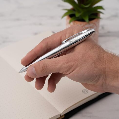 Personalized Cross Calais Ballpoint Pen | Custom Engraved Cross Pen for Men or Women | Perfect Graduation or Office Gift [Lustrous Chrome Finish, Smooth Black Ink] in Saudi Arabia