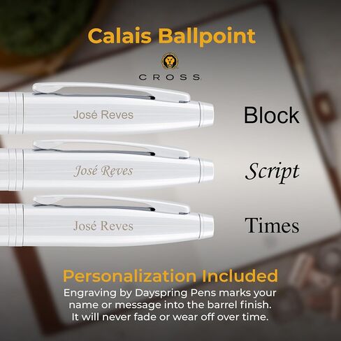 Personalized Cross Calais Ballpoint Pen | Custom Engraved Cross Pen for Men or Women | Perfect Graduation or Office Gift [Lustrous Chrome Finish, Smooth Black Ink] in Saudi Arabia