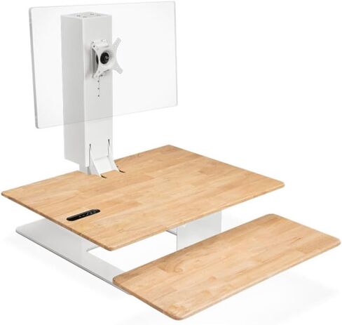 Uplift Desk - محول مكتب E7 Electric Standing ، قاعدة بيضاء ، أسطح بيئية بيضاء (شاشة ثلاثية) in Saudi Arabia