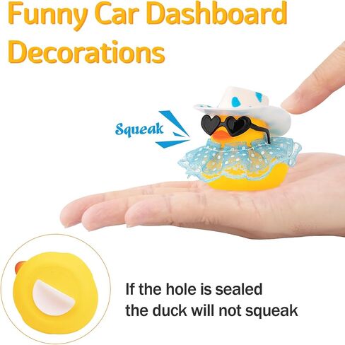wonuu Car Decorations Cowboy Rubber Ducks, Car Ornament Ducky for Dashboard Accessories with Cowboy Hat, Black Plastic Glasses, Transparent Black Skirt in Saudi Arabia