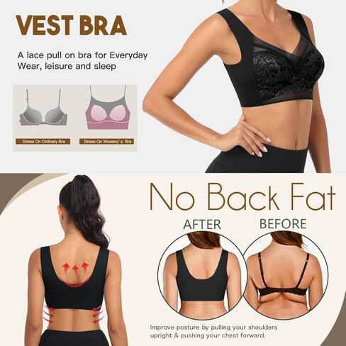WOWENY Seamless Support Bralettes for Women No Underwire Lace Bra Padded Lift Push Up Back Smoothing Bras in Kuwait
