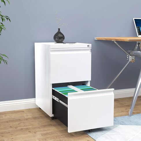 YITAHOME 2-Drawer Vertical File Cabinet with Lock, Mobile Metal Filing Cabinet for Legal Letter Size, 20" Height Office Storage File Cabinet Except Wheels Under Desk, Black in Saudi Arabia