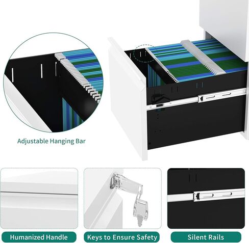 YITAHOME 2-Drawer Vertical File Cabinet with Lock, Mobile Metal Filing Cabinet for Legal Letter Size, 20" Height Office Storage File Cabinet Except Wheels Under Desk, Black in Saudi Arabia
