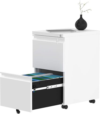 YITAHOME 2-Drawer Vertical File Cabinet with Lock, Mobile Metal Filing Cabinet for Legal Letter Size, 20" Height Office Storage File Cabinet Except Wheels Under Desk, Black in Saudi Arabia