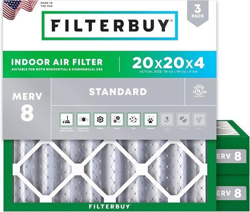 فلتر هواء Filterbuy 24x25x4 MERV 8 Dust Defense (3 عبوات)، استبدال مرشحات هواء فرن HVAC AC المطوية (الحجم الفعلي: 23.75 × 24.75 × 3.63 بوصة) in Saudi Arabia