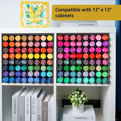 2 Pack 64 Grids Paint Organizer Storage Rack, Wall-mountable Craft Paints Holder, Paint Bottle Organizer Rack Stand for 2 oz Acrylic Craft Paints, Black in Saudi Arabia