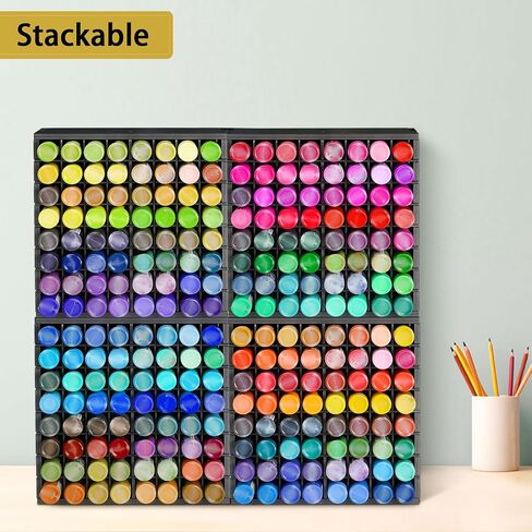 2 Pack 64 Grids Paint Organizer Storage Rack, Wall-mountable Craft Paints Holder, Paint Bottle Organizer Rack Stand for 2 oz Acrylic Craft Paints, Black in Saudi Arabia