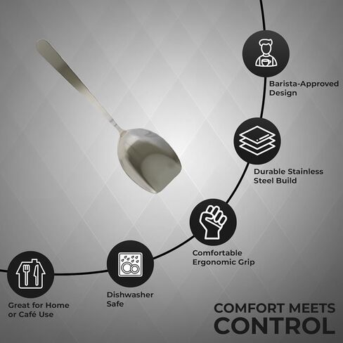 ملعقة إسفنجية نهائية مقاس 8.3 بوصة من راتلوير - مصنوعة من الفولاذ المقاوم للصدأ شديد التحمل، تصميم معتمد من باريستا للتحكم المثالي في رغوة اللاتيه والمغرفة in Kuwait