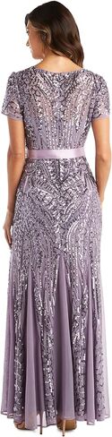 R&M Richards Women's Embellishment and Satin Waist Dress, Navy, 12 in Saudi Arabia