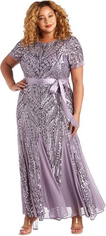 R&M Richards Women's Embellishment and Satin Waist Dress, Navy, 12 in Saudi Arabia