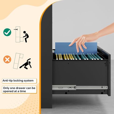 Lateral File Cabinet with Lock, 3 Drawer Metal Filing Cabinet, Lateral Filing Cabinet with Lock for Home Office, Locking Metal Steel Wide File Cabinet for Legal/Letter A4 Size in Kuwait
