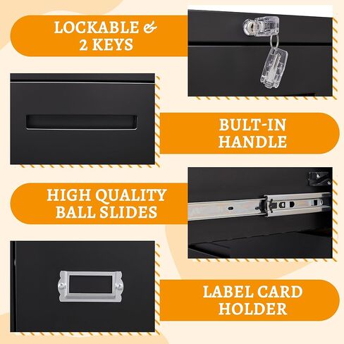 Lateral File Cabinet with Lock, 3 Drawer Metal Filing Cabinet, Lateral Filing Cabinet with Lock for Home Office, Locking Metal Steel Wide File Cabinet for Legal/Letter A4 Size in Kuwait
