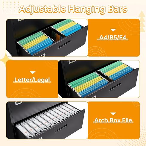 Lateral File Cabinet with Lock, 3 Drawer Metal Filing Cabinet, Lateral Filing Cabinet with Lock for Home Office, Locking Metal Steel Wide File Cabinet for Legal/Letter A4 Size in Kuwait