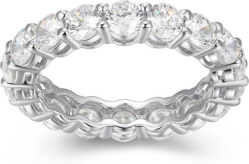 Amazon Essentials Yellow Gold Over Sterling Silver Round Cut Cubic Zirconia All-Around Band Ring (3.5mm), Size 8 in Saudi Arabia