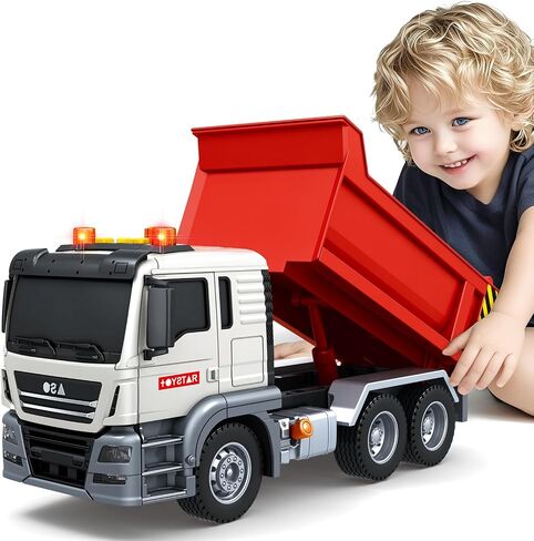 SpringFlower Dump Truck Toy for 3 4 5 6 7 Years Old Boy, Toy Dump Trucks Vehicle Toy with Sound and Light, Kids Toddlers Red Dump Truck Birthday Gifts for Boys & Girls in Saudi Arabia