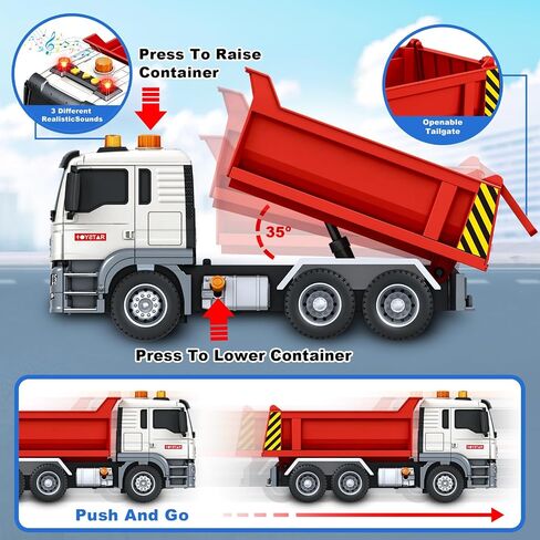 SpringFlower Dump Truck Toy for 3 4 5 6 7 Years Old Boy, Toy Dump Trucks Vehicle Toy with Sound and Light, Kids Toddlers Red Dump Truck Birthday Gifts for Boys & Girls in Saudi Arabia