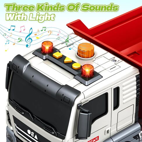 SpringFlower Dump Truck Toy for 3 4 5 6 7 Years Old Boy, Toy Dump Trucks Vehicle Toy with Sound and Light, Kids Toddlers Red Dump Truck Birthday Gifts for Boys & Girls in Saudi Arabia