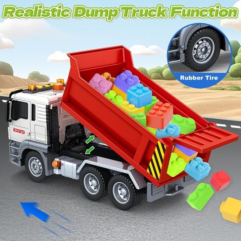 SpringFlower Dump Truck Toy for 3 4 5 6 7 Years Old Boy, Toy Dump Trucks Vehicle Toy with Sound and Light, Kids Toddlers Red Dump Truck Birthday Gifts for Boys & Girls in Saudi Arabia