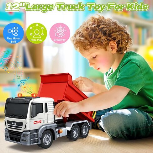 SpringFlower Dump Truck Toy for 3 4 5 6 7 Years Old Boy, Toy Dump Trucks Vehicle Toy with Sound and Light, Kids Toddlers Red Dump Truck Birthday Gifts for Boys & Girls in Saudi Arabia