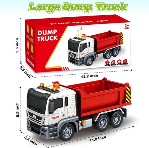 SpringFlower Dump Truck Toy for 3 4 5 6 7 Years Old Boy, Toy Dump Trucks Vehicle Toy with Sound and Light, Kids Toddlers Red Dump Truck Birthday Gifts for Boys & Girls in Saudi Arabia