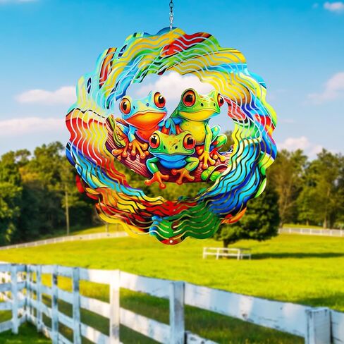 Frog Wind Spinners Outdoor,12 inch 3D Hanging Wind Spinner Garden Decor Gifts for Women/Men,Metal Wind Kinetic Sculpture Decorations for Patio,Yard Art,Porch,Yard,Deck in Saudi Arabia