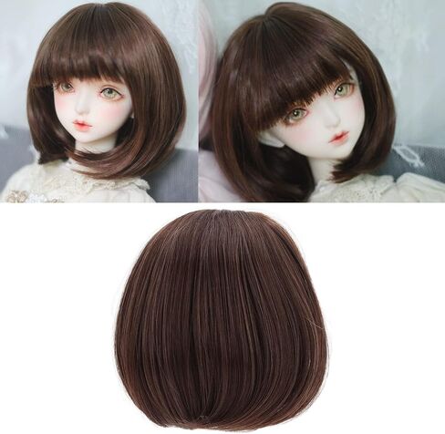 شعر مستعار Semme Doll للدمى 16 بوصة ، شعر مستعار دمية BJD ، ألياف كتف مستقيمة على التوالي ، قطع سهلة ، لثلاثية BJD (بني داكن) in Saudi Arabia