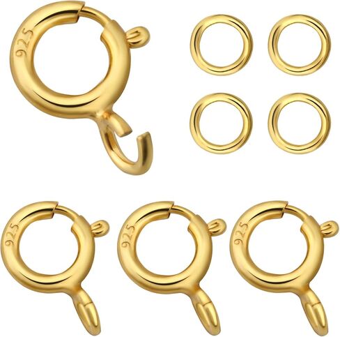قلادة مطلية الذهب 14K Clasps 5mm S925 Sterling Silver Spring Ring Clasp with 4mm Rings Rings Clasps Clasps Clasps for Necklace and Bracelets استبدال المجوهرات DIY Clasp in Kuwait