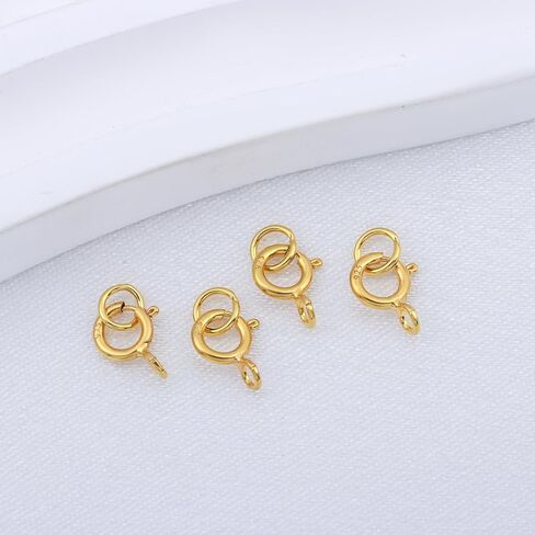 قلادة مطلية الذهب 14K Clasps 5mm S925 Sterling Silver Spring Ring Clasp with 4mm Rings Rings Clasps Clasps Clasps for Necklace and Bracelets استبدال المجوهرات DIY Clasp in Kuwait