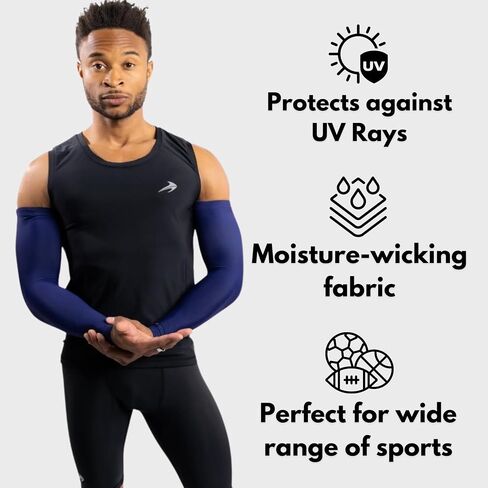 أكمام أذرع ضاغطة من CompressionZ للرجال والنساء للحماية من الأشعة فوق البنفسجية (كحلي، XL) in Kuwait