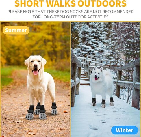 Dog Socks Anti Slip, Non-Slip Dog Socks to Prevent Licking Paws with Elastic Straps for Hot/Cold Pavement, Boots & Paws Protectors for Small Medium Large Senior (4 Pcs, S) in Kuwait