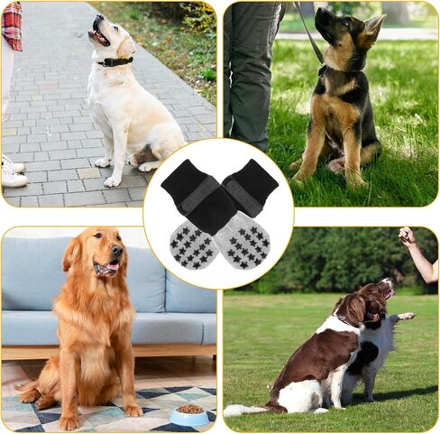 Dog Socks Anti Slip, Non-Slip Dog Socks to Prevent Licking Paws with Elastic Straps for Hot/Cold Pavement, Boots & Paws Protectors for Small Medium Large Senior (4 Pcs, S) in Kuwait