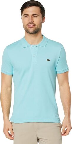 Lacoste Men's Discontinued Classic Pique Slim Fit Short Sleeve Polo Shirt, Nocturnal Blue Heathered, L in Saudi Arabia