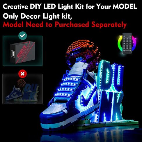 مجموعة الضوء المتوافقة مع LEGO 43008 Nike Dunk X - لا يوجد طراز فقط ضوء ، إكسسوارات LED متوافقة مع LEGO 43008 (إصدار RC) in Kuwait