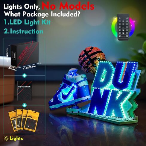 مجموعة الضوء المتوافقة مع LEGO 43008 Nike Dunk X - لا يوجد طراز فقط ضوء ، إكسسوارات LED متوافقة مع LEGO 43008 (إصدار RC) in Kuwait