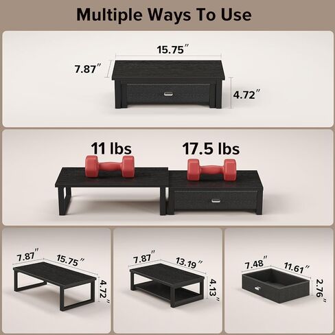 Wohomo Dual Monitor Stand Riser مع الأدراج ، منظمي المكتب لشاشات 2 ، موقف تخزين سطح المكتب للكمبيوتر ، الكمبيوتر المحمول ، الأبيض in Kuwait
