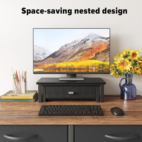 Wohomo Dual Monitor Stand Riser مع الأدراج ، منظمي المكتب لشاشات 2 ، موقف تخزين سطح المكتب للكمبيوتر ، الكمبيوتر المحمول ، الأبيض in Kuwait